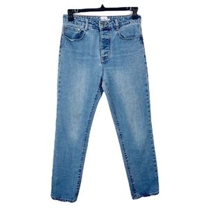 Polly Jeans Women 8 Blue Denim Button Fly High Rise Boyfriend Casual Bottoms